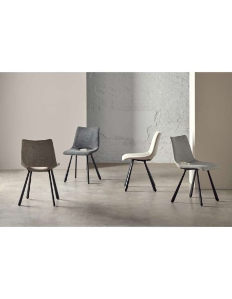 Silla Tapizada NUEG, Metal / Textil Gris Claro - Vackart
