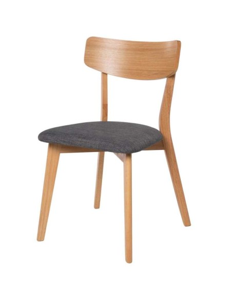 Silla MØRK, Madera Natural / Textil Gris Oscuro - Vackart