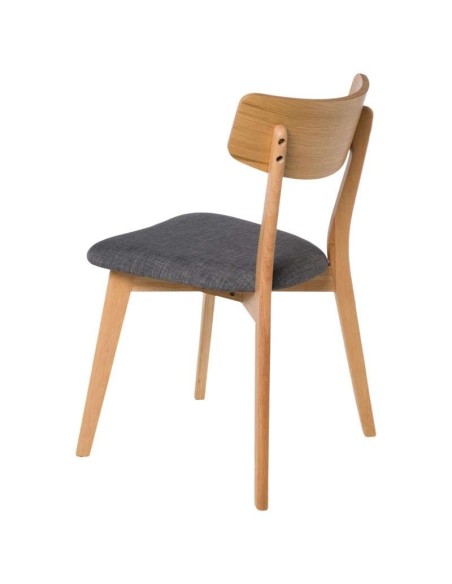Silla MØRK, Madera Natural / Textil Gris Oscuro - Vackart