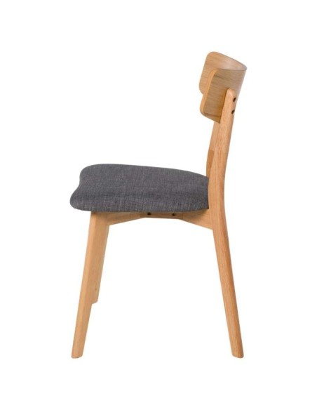 Silla MØRK, Madera Natural / Textil Gris Oscuro - Vackart