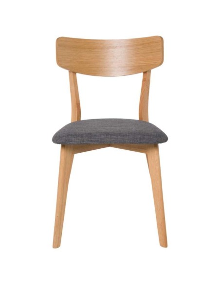 Silla MØRK, Madera Natural / Textil Gris Oscuro - Vackart