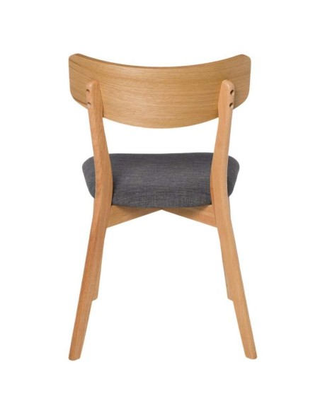 Silla MØRK, Madera Natural / Textil Gris Oscuro - Vackart