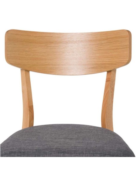 Silla MØRK, Madera Natural / Textil Gris Oscuro - Vackart