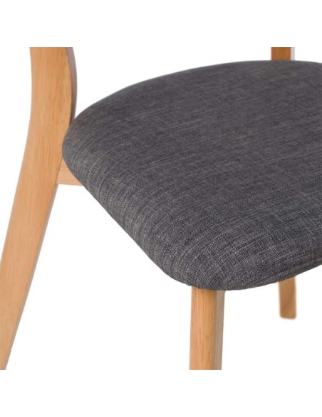 Silla MØRK, Madera Natural / Textil Gris Oscuro - Vackart