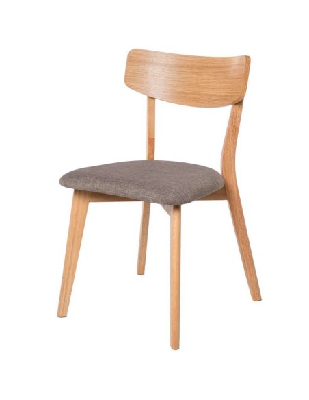 Silla MØRK, Madera Natural / Textil Gris Claro - Vackart