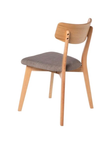 Silla MØRK, Madera Natural / Textil Gris Claro - Vackart