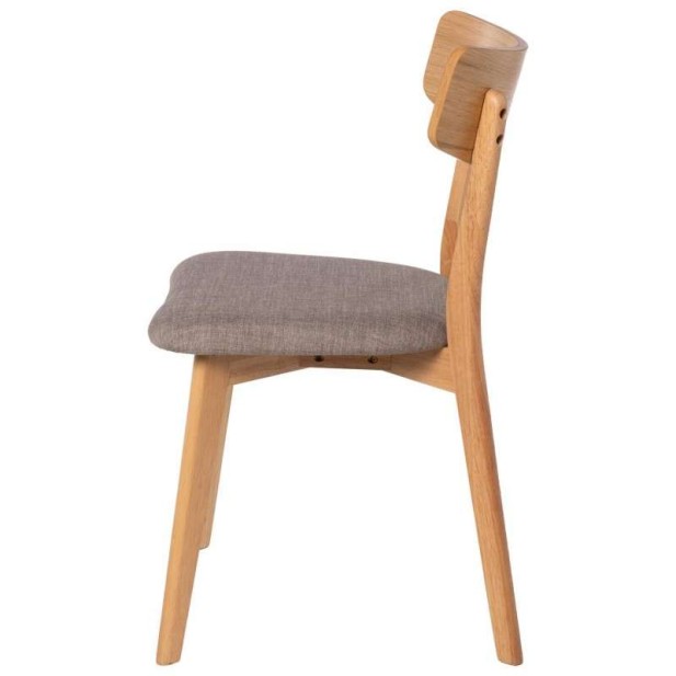Silla MØRK, Madera Natural / Textil Gris Claro - Vackart Silla MØRK, Madera Natural / Textil Gris Claro - Vackart