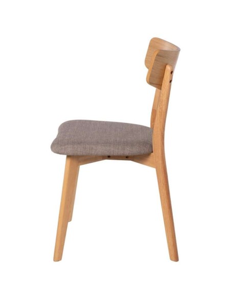 Silla MØRK, Madera Natural / Textil Gris Claro - Vackart