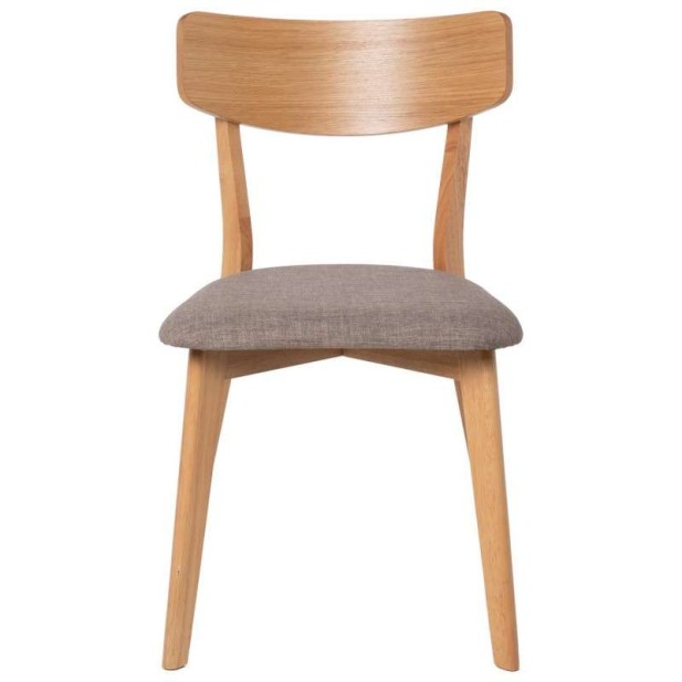 Silla MØRK, Madera Natural / Textil Gris Claro - Vackart Silla MØRK, Madera Natural / Textil Gris Claro - Vackart