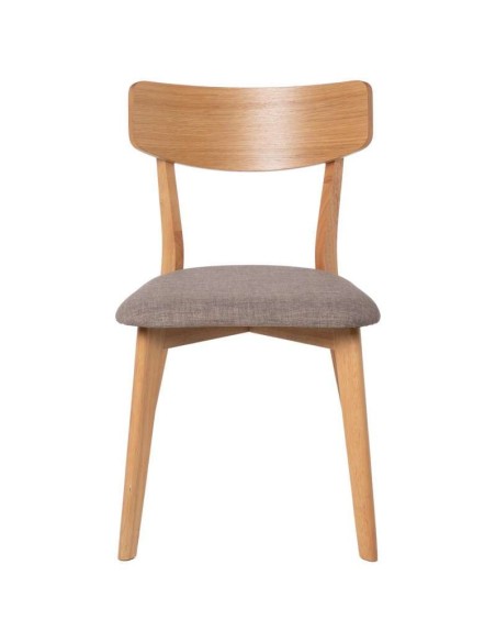 Silla MØRK, Madera Natural / Textil Gris Claro - Vackart