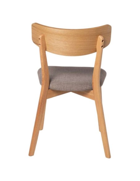 Silla MØRK, Madera Natural / Textil Gris Claro - Vackart