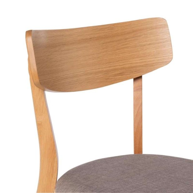 Silla MØRK, Madera Natural / Textil Gris Claro - Vackart Silla MØRK, Madera Natural / Textil Gris Claro - Vackart