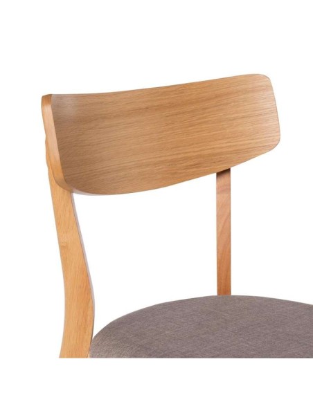 Silla MØRK, Madera Natural / Textil Gris Claro - Vackart