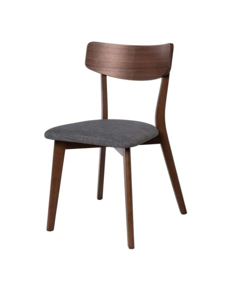 Silla MØRK, Madera Nogal / Textil Gris Oscuro - Vackart