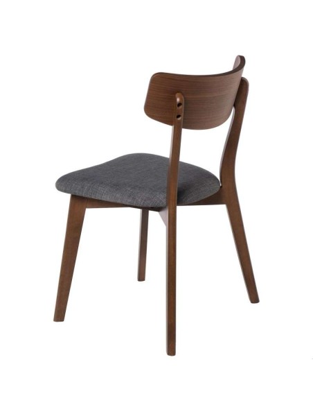 Silla MØRK, Madera Nogal / Textil Gris Oscuro - Vackart
