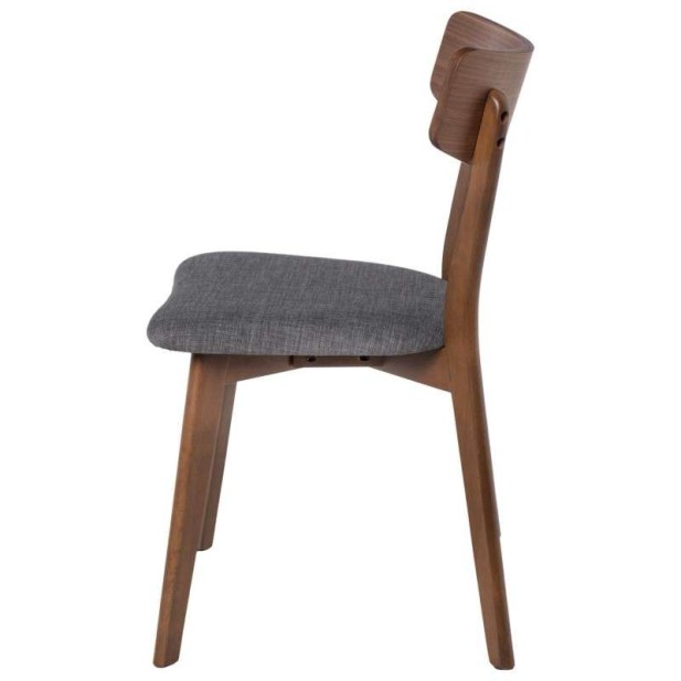 Silla MØRK, Madera Nogal / Textil Gris Oscuro - Vackart Silla MØRK, Madera Nogal / Textil Gris Oscuro - Vackart