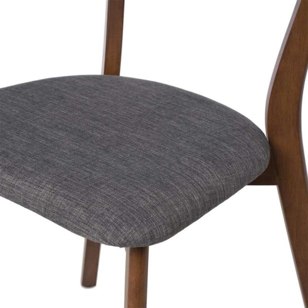 Silla MØRK, Madera Nogal / Textil Gris Oscuro - Vackart Silla MØRK, Madera Nogal / Textil Gris Oscuro - Vackart
