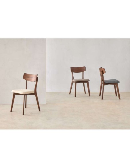 Silla MØRK, Madera Nogal / Textil Gris Oscuro - Vackart