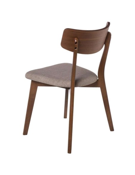 Silla MØRK, Madera Nogal / Textil Gris Claro - Vackart