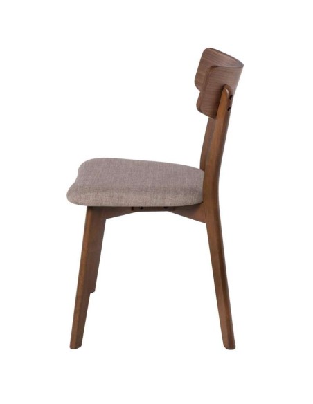 Silla MØRK, Madera Nogal / Textil Gris Claro - Vackart