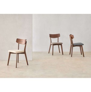 Silla MØRK, Madera Nogal / Textil Gris Claro - Vackart 2