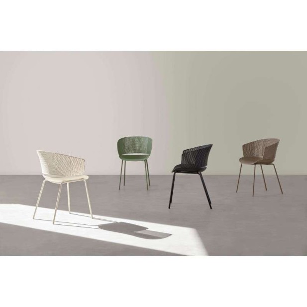 Silla RUMMELS, Polipropileno / Metal Beige - Vackart