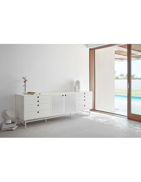 Aparador PUNTO 212x47cm, DM / Metal Blanco - Teulat. Vackart