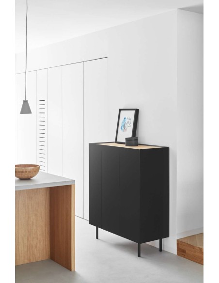 Aparador con Botellero ARISTA Alto 120 cm, Negro - Teulat. Vackart