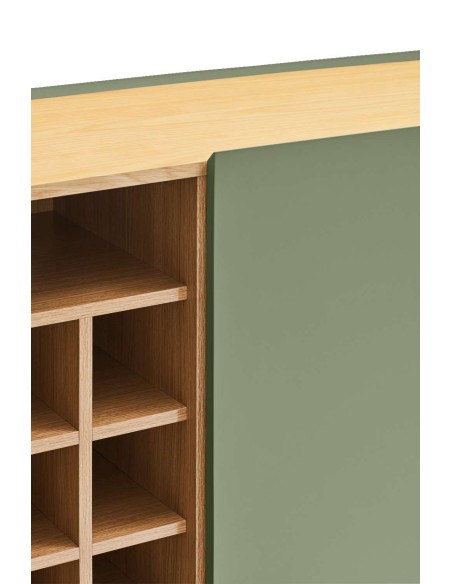 Aparador con Botellero ARISTA 120 cm, Verde Claro - Teulat. Vackart