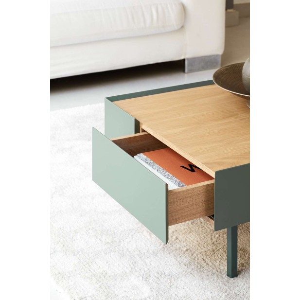 Mesa de Centro ARISTA 110x60 cm, Verde / Roble - Teulat. Vackart