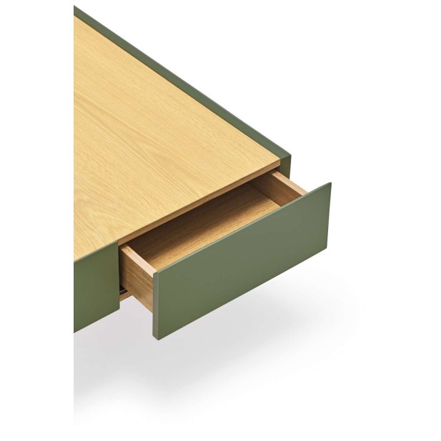 Mesa de Centro ARISTA 110x60 cm, Verde / Roble - Teulat. Vackart