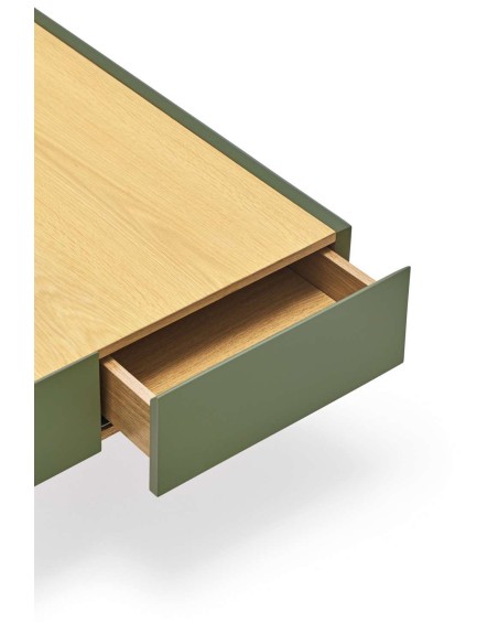 Mesa de Centro ARISTA 110x60 cm, Verde / Roble - Teulat. Vackart