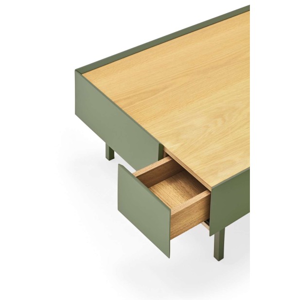 Mesa de Centro ARISTA 110x60 cm, Verde / Roble - Teulat. Vackart