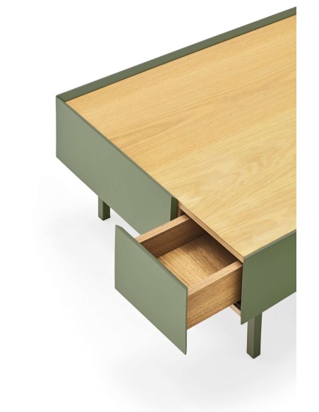 Mesa de Centro ARISTA 110x60 cm, Verde / Roble - Teulat. Vackart