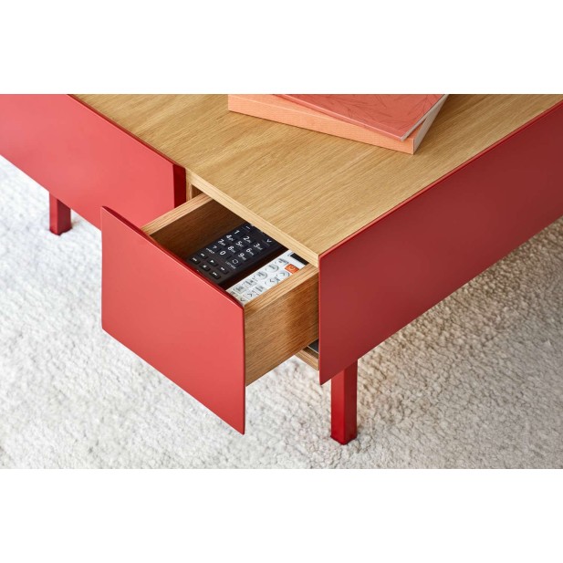 Mesa de Centro ARISTA 110x60 cm, Burdeos / Roble - Teulat. Vackart Mesa de Centro ARISTA 110x60 cm, Burdeos / Roble - Teulat. Vackart