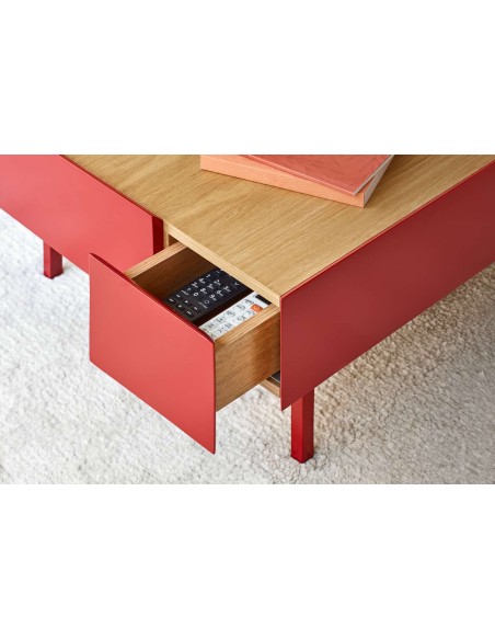 Mesa de Centro ARISTA 110x60 cm, Burdeos / Roble - Teulat. Vackart