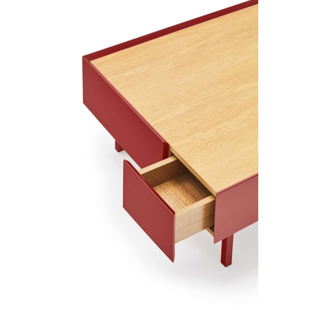 Mesa de Centro ARISTA 110x60 cm, Burdeos / Roble - Teulat. Vackart Mesa de Centro ARISTA 110x60 cm, Burdeos / Roble - Teulat. Vackart