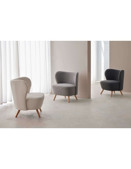 Butaca TÅGET, Textil Gris Oscuro / Madera Natural - Vackart