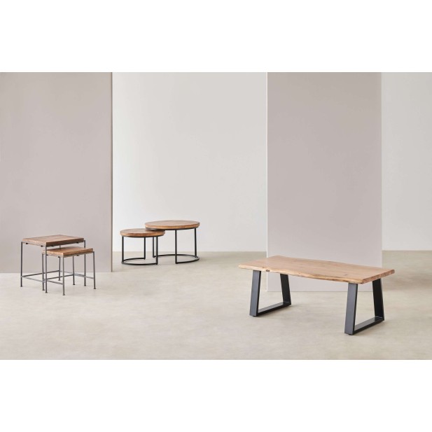 Set 2 Mesas de Centro MALTHE, Mango Natural / Metal - Vackart Set 2 Mesas de Centro MALTHE, Mango Natural / Metal - Vackart