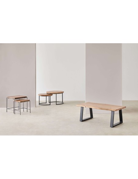 Set 2 Mesas de Centro MALTHE, Mango Natural / Metal - Vackart