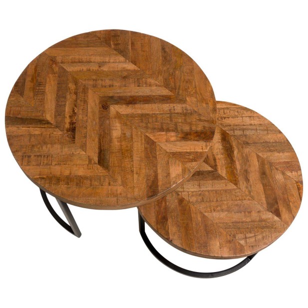 Set 2 Mesas de Centro MALTHE, Mango Natural / Metal - Vackart Set 2 Mesas de Centro MALTHE, Mango Natural / Metal - Vackart