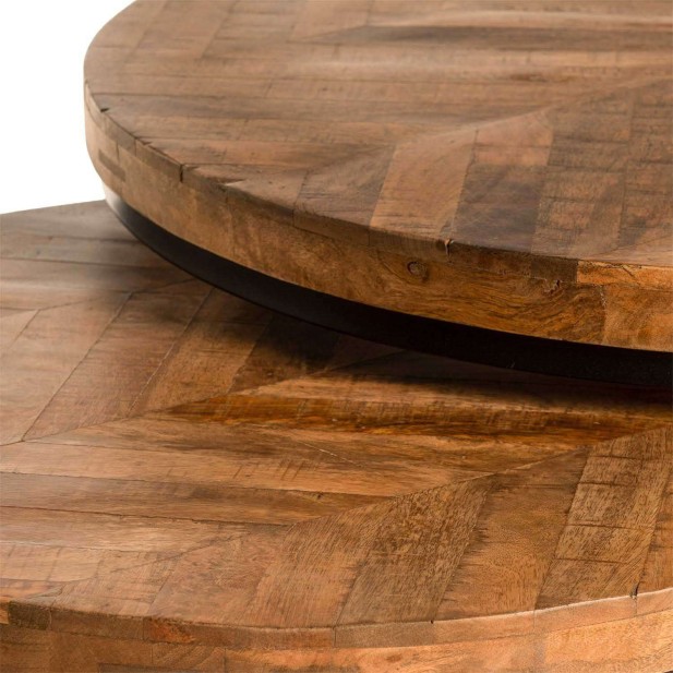 Set 2 Mesas de Centro MALTHE, Mango Natural / Metal - Vackart Set 2 Mesas de Centro MALTHE, Mango Natural / Metal - Vackart