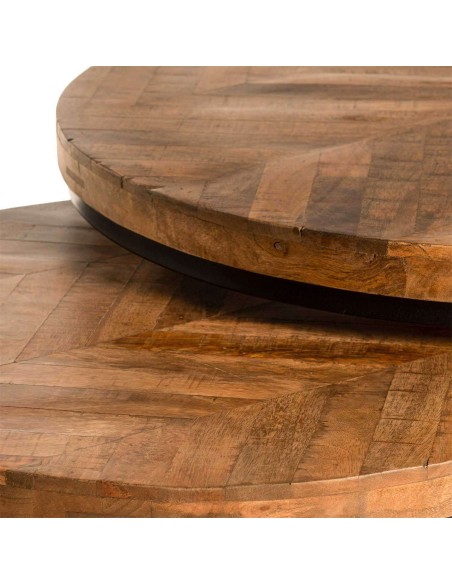 Set 2 Mesas de Centro MALTHE, Mango Natural / Metal - Vackart