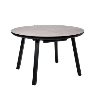 Mesa Extensible KUGLER Ø100/140 cm, Melamina Gris / Negro - Vackart. La más exclusiva selección de mesas de diseño, solo en Vackart, tu tienda de diseño online.