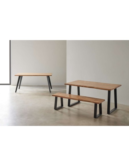 Mesa RÅ 140x90 cm de Comedor, Madera Natural / Metal Negro - Vackart