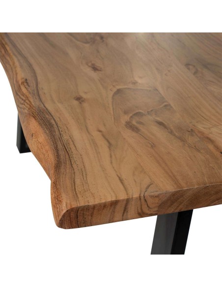 Mesa RÅ 140x90 cm de Comedor, Madera Natural / Metal Negro - Vackart