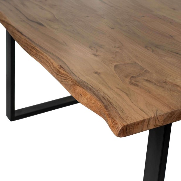 Mesa RÅ 160x90 cm de Comedor, Madera Natural / Metal Negro - Vackart Mesa RÅ 160x90 cm de Comedor, Madera Natural / Metal Negro - Vackart