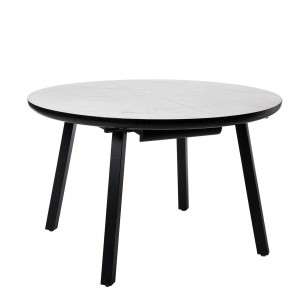 Mesa Extensible KUGLER Ø100/140 cm, Melamina Blanca / Metal Negro - Vackart. La más exclusiva selección de mesas de diseño solo en Vackart, tu tienda de diseño.
