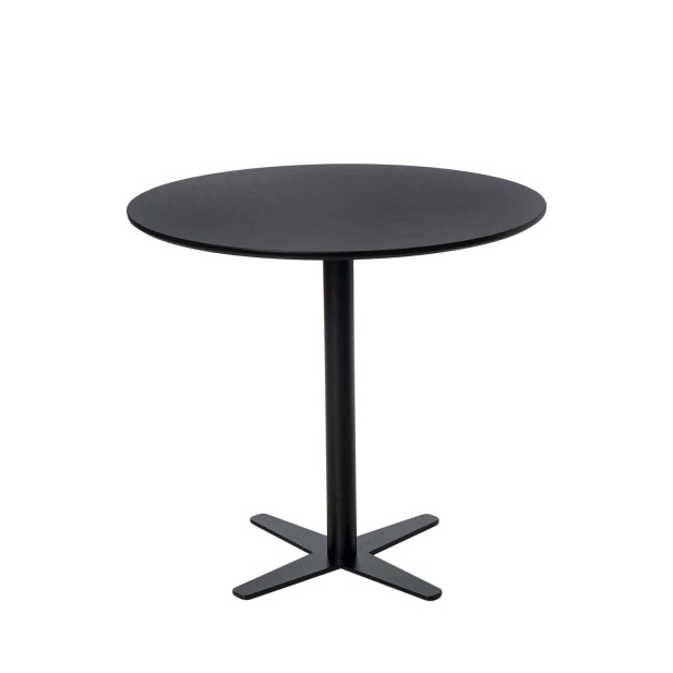 Mesa FREJA Ø80 cm de Comedor, Madera / Metal Negro - Vackart