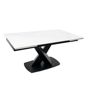 Mesa Ext MAGNUS 160(200/240) cm, Porcelánico Blanco / Metal - Vackart. La más exclusiva selección de mesas de diseño, solo en Vackart, tu tienda de diseño.